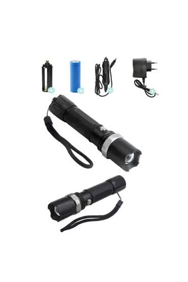 Swat Profesyonel Şarjlı El Feneri Ledli Flashlight Zoom Özellikli 6 Parça Full Set