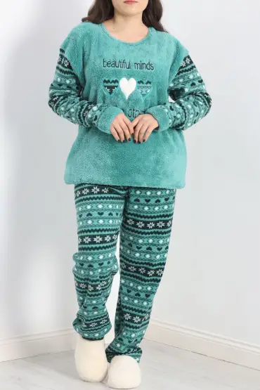 Battal Polar Pijama Takımı Mint