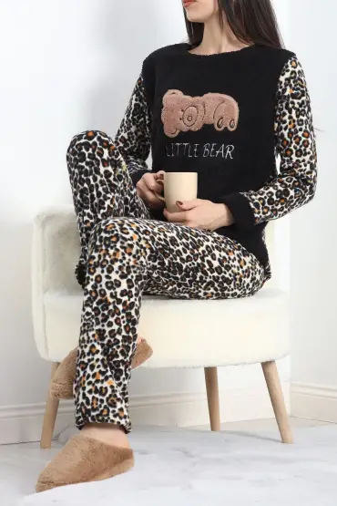 Polar Pijama Takımı Siyahleopar