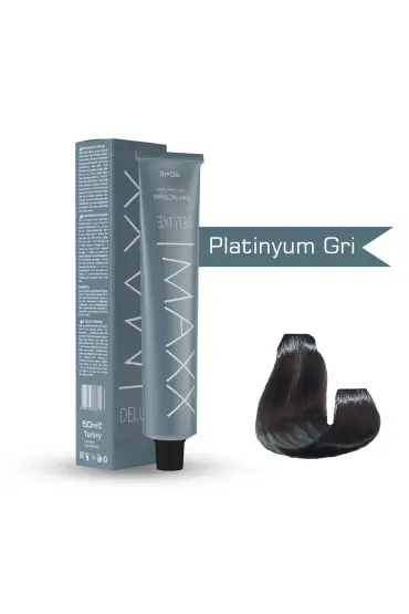 Maxx Deluxe Tüp Boya Platinyum Gri 60 ml  x 2 Adet + Sıvı Oksidan 2 Adet