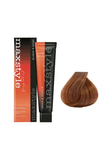 Maxstyle Argan Keratin Saç Boyası 7.34 Karamel + Sıvı oksidan