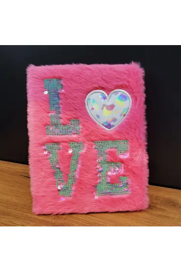 Love Tasarımlı Peluş Defter