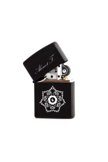 Osmanlı Nişanı Osmani Zippo Benzinli Siyah Çakmak - Custom Design Lighters - Cosmedrome