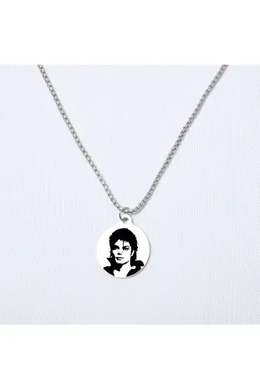 Michael Jackson 2 Yuvarlak Çelik Kolye - Custom Necklaces - Cosmedrome