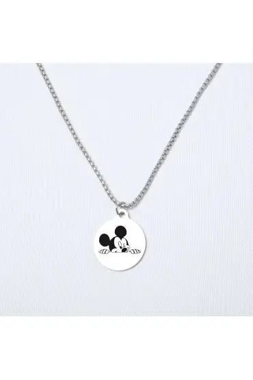 Mickey Yuvarlak Çelik Kolye - Custom Necklaces - Cosmedrome