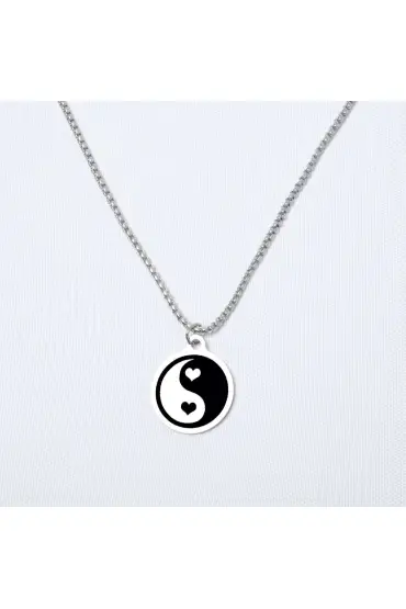 Ying Yang Yuvarlak Çelik Kolye - Custom Necklaces - Cosmedrome