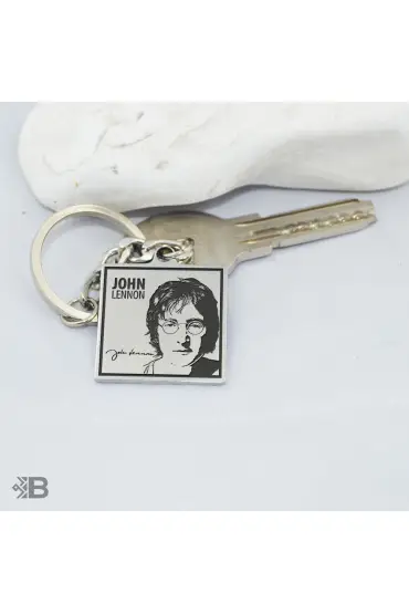 John Lennon Kare Çelik Anahtarlık