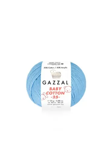 Gazzal Baby Cotton 25 El Örgü İpi Çan Mavi 3423