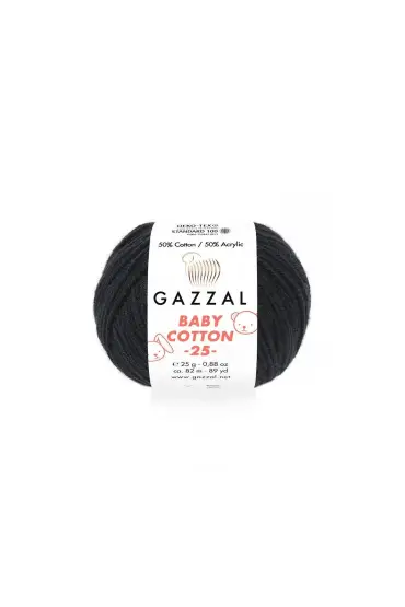 Gazzal Baby Cotton 25 El Örgü İpi Siyah 3433