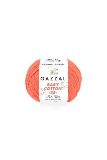 Gazzal Baby Cotton 25 El Örgü İpi Turuncu 3459