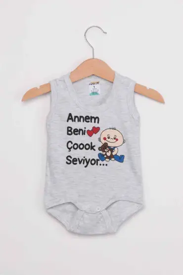 Annem Beni Çok Seviyor Bebek Zıbın | Gri