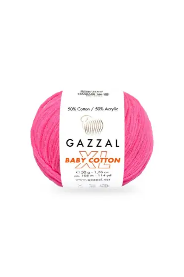 Gazzal Baby Cotton XL El Örgü İpi Neon Pembe 3461