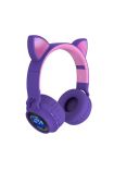 Karler Bass JR-028 RGB Işıklı Kablosuz Kedi Kulaklık - Mor